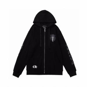 クロムハーツ コピー ジップパーカー 重厚 精巧 クロスエンブレム スリーブロゴ ブラック CHROME HEARTS