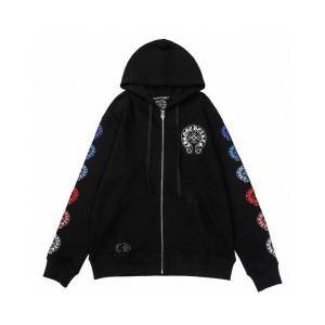 CHROME HEARTS スーパーコピー ジップパーカー 洗練 鮮麗 カラフルスリーブ ホースシュー  クロムハーツ