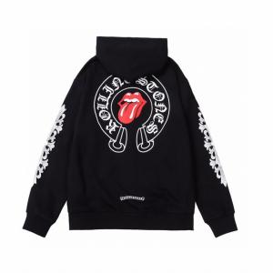 クロムハーツ 偽物 ジップパーカー 遊び心 躍動感 レッドリップデザイン ブラック CHROME HEARTS
