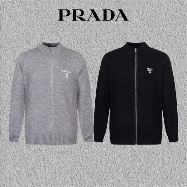 PRADA 偽物 ジップアップ カーディガン 上品素材 スリム 軽量 エレガント シンプル プラダ