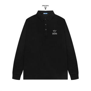 PRADA 偽物 ポロシャツ ロングスリーブ 紳士用 洗練 クール ハートロゴ デザイン プラダ