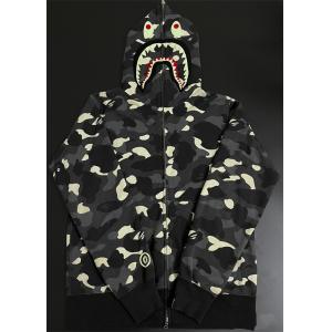 A BATHING APE コピー 激安 BAPE シャークパーカー Shark Full Zip Hoodie メンズ カモフラ 迷彩 ブラック ストリートファッション 人気アイテム