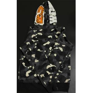 A BATHING APE コピー 激安 BAPE シャークパーカー Shark Full Zip Hoodie メンズ カモフラ 迷彩 ブラック ストリートファッション 人気アイテム