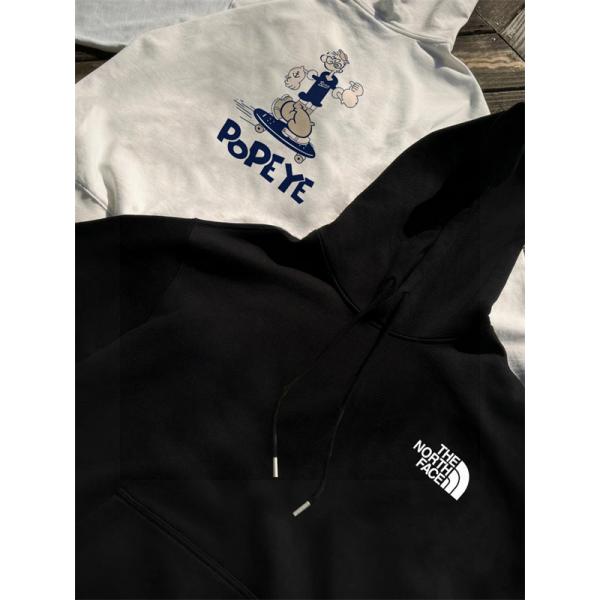 ノースフェイス コピー パーカー ポパイ柄 キュート 個性 おしゃれ ホワイト おすすめ THE NORTH FACE