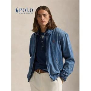 Ralph Lauren 激安 ラルフローレン デニム ハリントンジャケット メンズ レディース兼用 ジップアップ 刺繍ロゴ カジュアル アウター 春秋定番