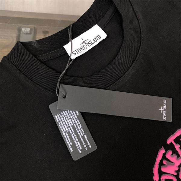 STONE ISLAND ロングｔスーパーコピー 魅力 ピンクロゴ 限定 ブラック ストーンアイランド