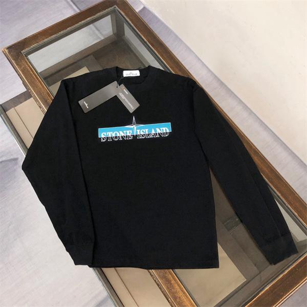 ストーンアイランド 長袖ｔシャツコピー  秋冬 限定 人気 ブルーロゴデザイン ブラック STONE ISLAND