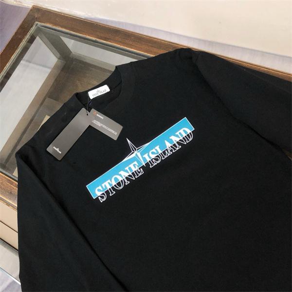 ストーンアイランド 長袖ｔシャツコピー  秋冬 限定 人気 ブルーロゴデザイン ブラック STONE ISLAND