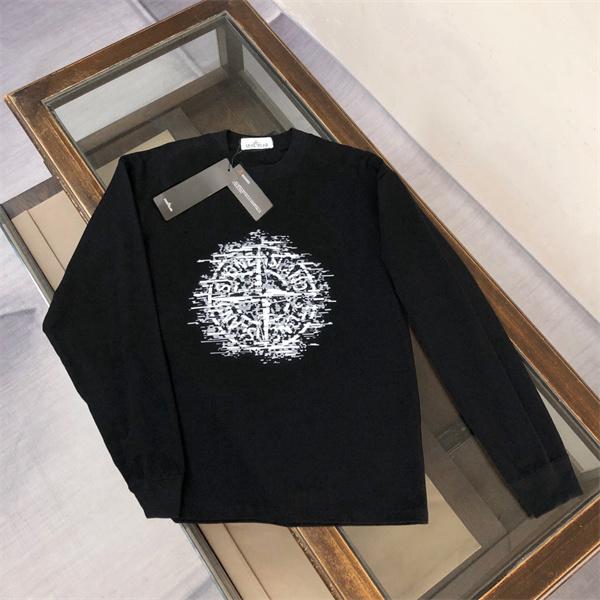 STONE ISLAND長袖ｔシャツ コピー 秋コーデ トレンド 上質 グリッチロゴ ブラック ストーンアイランド