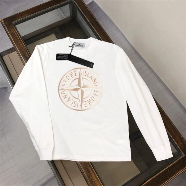STONE ISLAND 長袖ｔシャツコピー  限定 上質 ベージュコンパスロゴ ホワイト ストーンアイランド