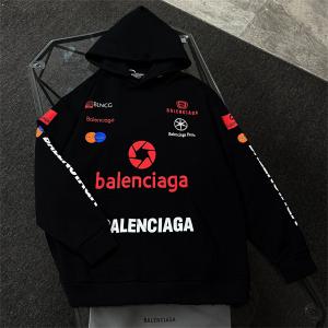 BALENCIAGA 激安 コピー バレンシアガ ロゴプリント フーディ パーカー メンズ レディース兼用 ストリート モード 長袖 トップス ブラック カジュアル