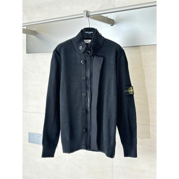 ストーンアイランド コピー ニット カーディガン 高級 人気 ブラック 新登場 STONE ISLAND