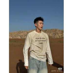 Acne Studios コピー 激安 アクネステュディオズ ロングスリーブTシャツ メンズ レディース兼用 STOCKHOLM 1996 ロゴ 長袖 カジュアル トップス シンプル