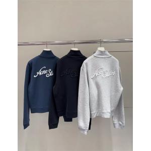Acne Studios コピー 激安 アクネステュディオズ 25AW 新作 ロゴ刺繍 ジップスウェット メンズ レディース兼用 ハイネック ジャケット風 トップス カジュアル