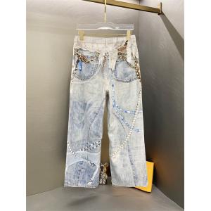 Acne Studios 激安 アクネステュディオズ 25FW 新作 ジェニー着用風 3Dチェーンプリント デニムパンツ レディース ストレート バギー ジーンズ ヴィンテージ風