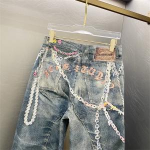 Acne Studios 激安 アクネステュディオズ 25FW 新作 3Dチェーンプリント デニムパンツ 男女兼用 バギー ワイドジーンズ ヴィンテージ加工 ストリート カジュアル