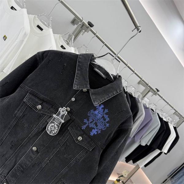 CHROME HEARTS コピー 高級 クラシック デニムジャケット クロス刺繍 ストリートスタイル クロムハーツ