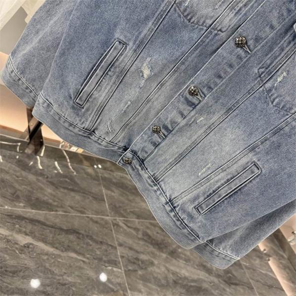 CHROME HEARTS コピー 高級 クラシック デニムジャケット クロス刺繍 ストリートスタイル クロムハーツ