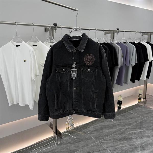 クロムハーツ スーパーコピー 上品 シック デニムジャケット クラシックロゴ 刺繍入り CHROME HEARTS