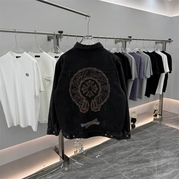 クロムハーツ スーパーコピー 上品 シック デニムジャケット クラシックロゴ 刺繍入り CHROME HEARTS