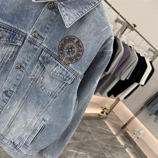 クロムハーツ スーパーコピー 上品 シック デニムジャケット クラシックロゴ 刺繍入り CHROME HEARTS