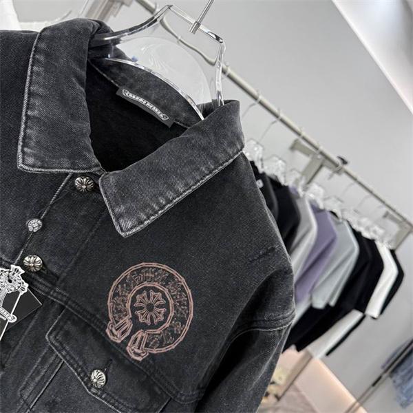 クロムハーツ スーパーコピー 上品 シック デニムジャケット クラシックロゴ 刺繍入り CHROME HEARTS