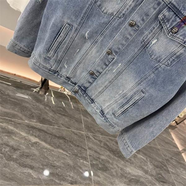 CHROME HEARTS コピー 個性的 華やか デニムジャケット レインボークロス バックプリント クロムハーツ