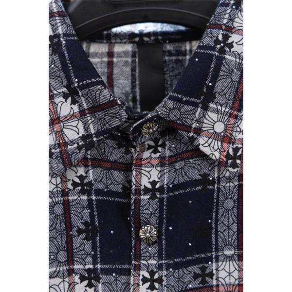 クロムハーツ スーパーコピー お洒落 上質 チェックシャツ クロス刺繍 カジュアル CHROME HEARTS