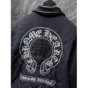 CHROME HEARTS 偽物 高級 シンプル キルティングジャケット レザー襟 防寒 クロムハーツ