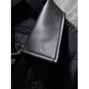 CHROME HEARTS 偽物 高級 シンプル キルティングジャケット レザー襟 防寒 クロムハーツ
