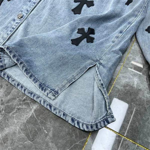 クロムハーツ コピー 個性的 クール デニムシャツ クロスワッペン デザイン CHROME HEARTS