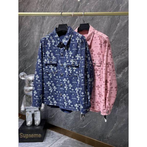 CHROME HEARTS スーパーコピー 高級 華やか デニムシャツ 総柄クロスプリント クロムハーツ
