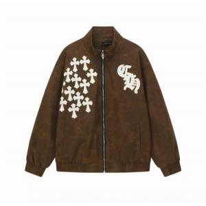 クロムハーツ コピー 高級 クール スエードジャケット クロスデザイン ジップアップ CHROME HEARTS
