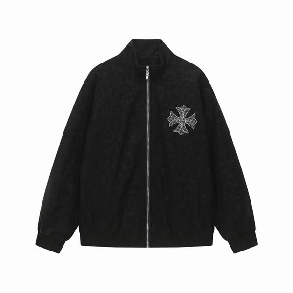 CHROME HEARTS 偽物 シンプル 上質 スエードジャケット ワンポイントクロス クロムハーツ