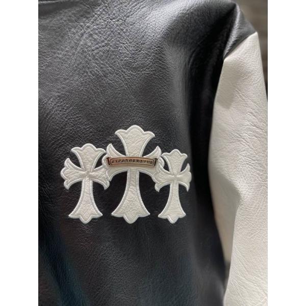 クロムハーツ スーパーコピー 高品質 モダン レザースタジャン ホワイトスリーブ CHROME HEARTS