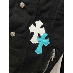 クロムハーツ スーパーコピー 高級 洗練 デニムジャケット クロスパッチ ボア襟 CHROME HEARTS