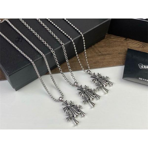 CHROME HEARTS 偽物 上質 クラシック ネックレス ダブルクロスモチーフ クロムハーツ