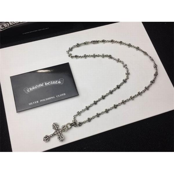 CHROME HEARTS スーパーコピー 力強い 独特 シルバーネックレス フラワークロスチェーン クロムハーツ