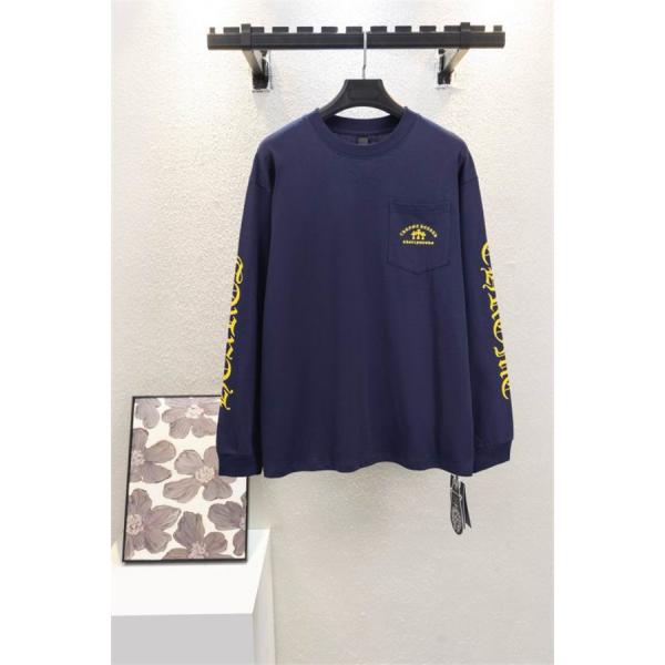CHROME HEARTS スーパーコピー 洗練 上質 モード感のある ネイビー 長袖ｔシャツ ロゴ クロムハーツ