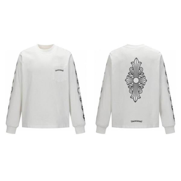 クロムハーツ 偽物 クラフト感 重視 シックデザイン 長袖Tシャツ バッククロスモチーフ CHROME HEARTS