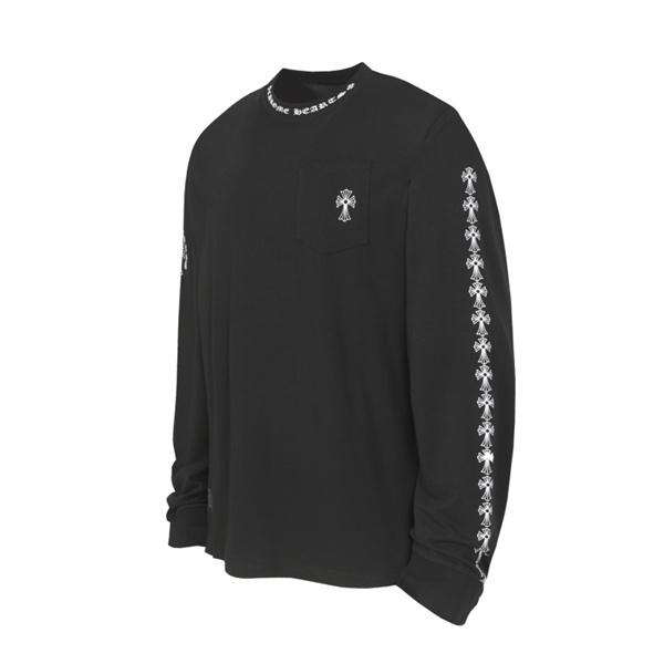 CHROME HEARTS コピー カジュアルリッチ モノトーンデザイン 長袖Tシャツ バッククロスロゴ クロムハーツ