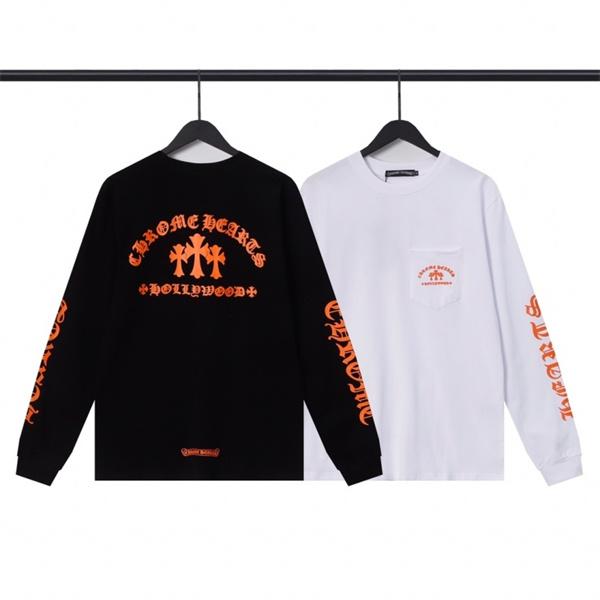 CHROME HEARTS コピー アートフル カラーポップ 長袖Tシャツ ハリウッドロゴプリント クロムハーツ