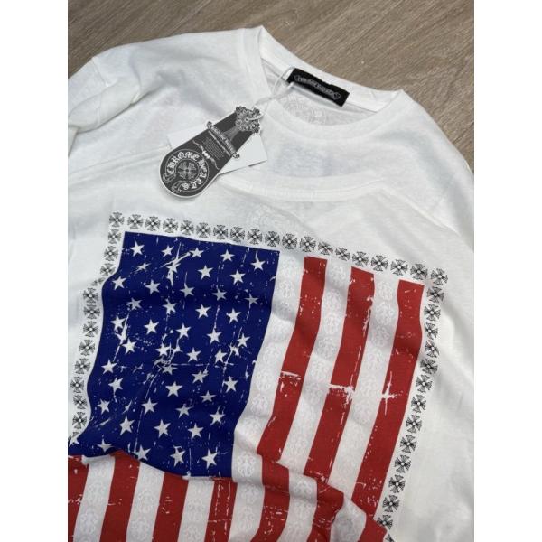 クロムハーツ スーパーコピー アメリカンヴィンテージ スタイル 長袖Tシャツ 星条旗プリント CHROME HEARTS
