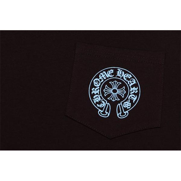CHROME HEARTS スーパーコピー クールライト ブルーアクセント 長袖Tシャツ クロスプリントデザイン クロムハーツ