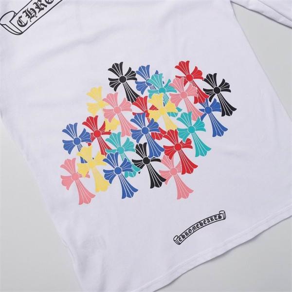 CHROME HEARTS 偽物 カラフルポップ モードスタイル 長袖Tシャツ クロスモチーフデザイン クロムハーツ
