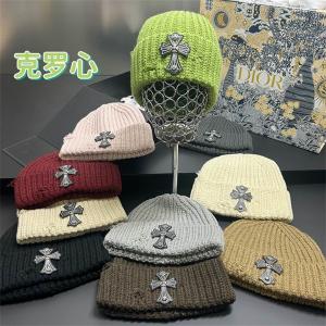 クロムハーツ スーパーコピー クロスモチーフ 刺繍 ニット帽 高品質 シルバー調 デザイン CHROME HEARTS