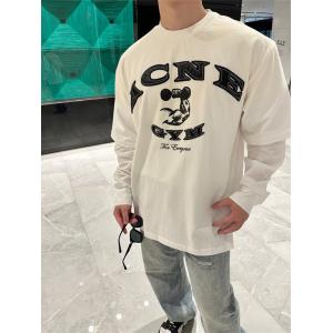 Acne Studios アクネ ストゥディオズ コピー 激安 25FW ロゴ刺繍フェイクレイヤード長袖Tシャツ メンズ レディース ホワイト＆グリーン