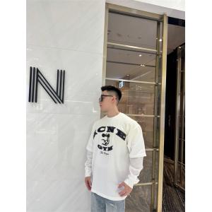 Acne Studios アクネ ストゥディオズ コピー 激安 25FW ロゴ刺繍フェイクレイヤード長袖Tシャツ メンズ レディース ホワイト＆グリーン