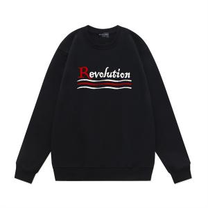 BALENCIAGA 偽物 スウェットシャツ Revolution 刺繍ロゴ ブラック カジュアル トップス バレンシアガ