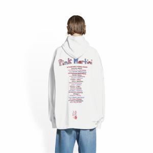 バレンシアガ コピー パーカー Pink Martini プリント ホワイト ユニセックス 長袖 フーディ BALENCIAGA